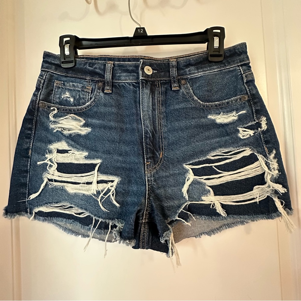 NWOT - American Eagle Outfitters - Dark Blue Distressed Jean Shorts - size 6